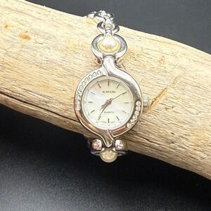 Rumours Womens Silver Tone Mother of Pearl Pearl Crystal Quartz Watch 47496